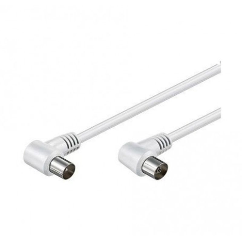 Hepoluz Cable de Antena TV Acodado M-H Color Blanco 5 metros