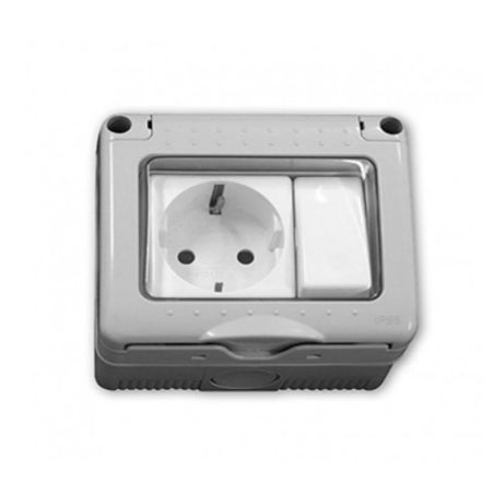 Hepoluz Base Enchufe Estanca Schuko con Interruptor IP55 05635