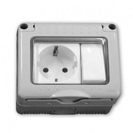 Hepoluz Base de Luz Schuko + Conmutador Estanco Serie 34