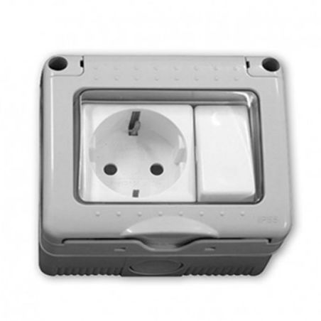Hepoluz Base de Luz Schuko + Conmutador Estanco Serie 34