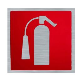 Cartel Aluminio Adhesivo Internacional Extintor 140x140